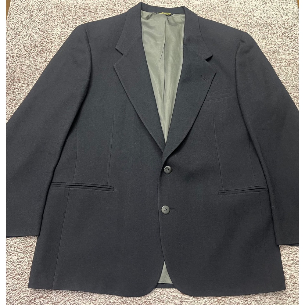 JT Beckett Mens Black 100% Wool Blazer USA Tailored 2 Button Sport Coat